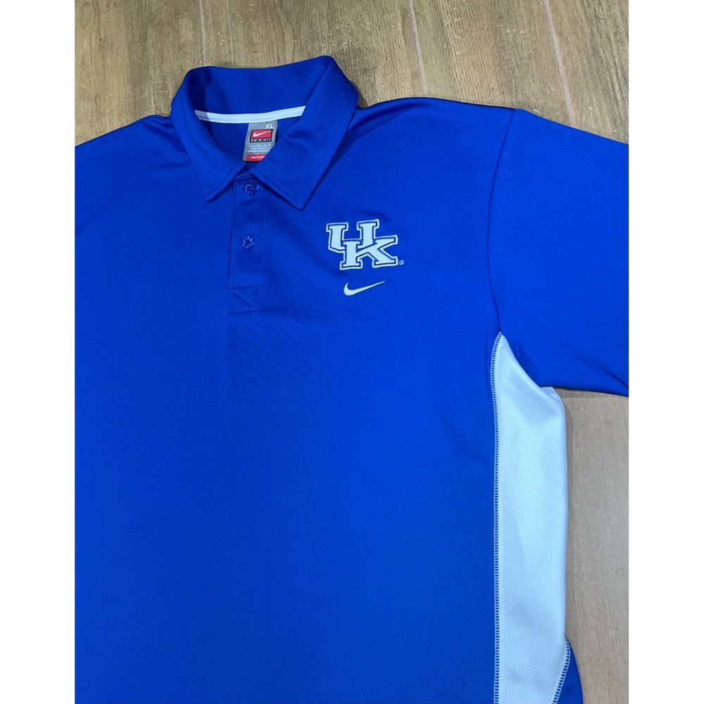 Nike Team Kentucky Wildcats UK Polo Shirt Mens XL Royal Blue Nike FIT DRY